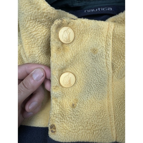 Vtg NAUTICA Jacket Men's XL Blue Full Zip Fleece Sailing‎ Striped Reversible 90s - Picture 5 of 16